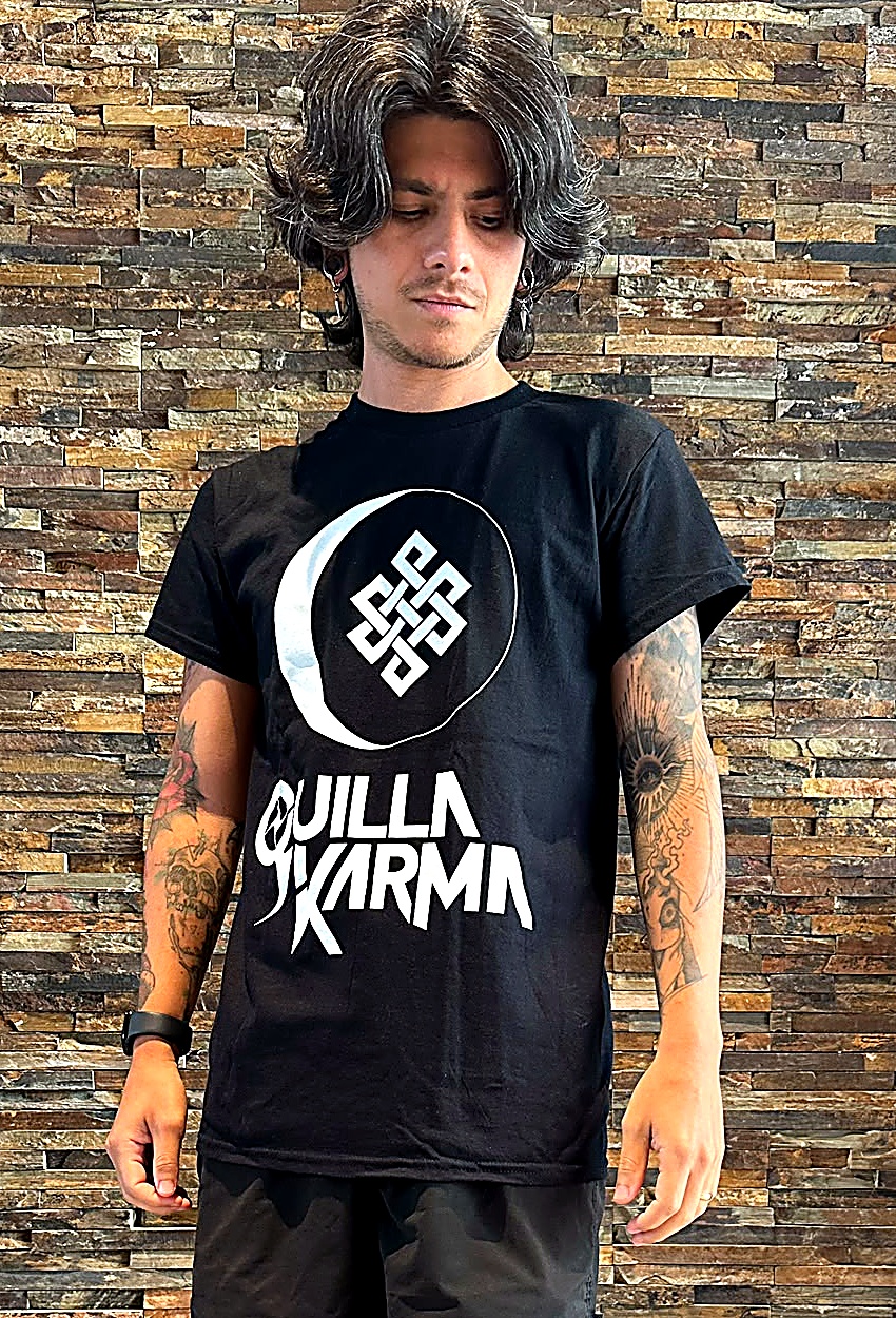 Quilla Karma black t-shirt, front